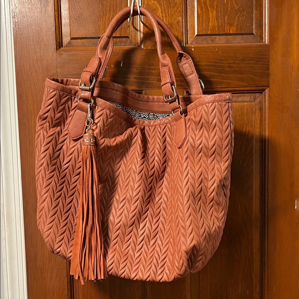 Moda Luxe Textured Tan Tote Bag